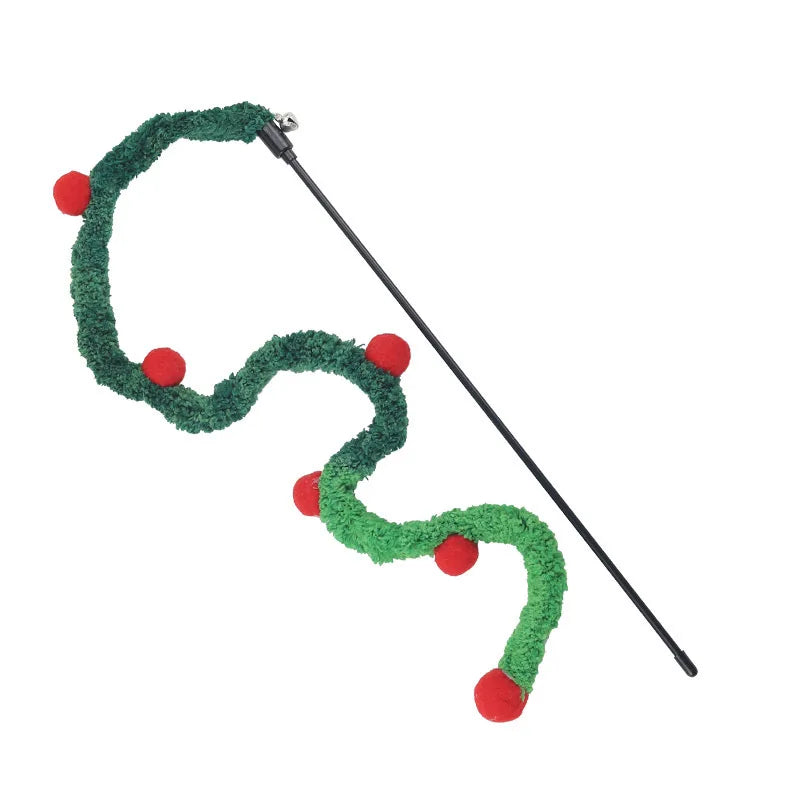 Interactive Feather Cat Teaser Wand with Christmas Design - PETLUXE