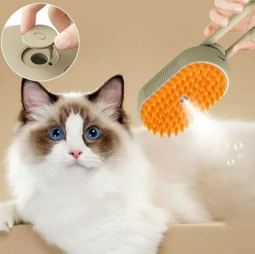 3-in-1 Electric Pet Steam Brush & Massager - PETLUXE