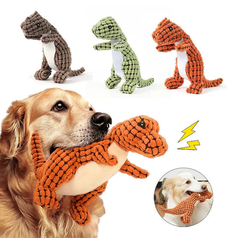 Dinosaur Shaped Plush Squeaky Dog Toy