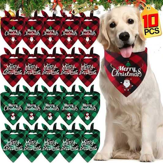 Festive Christmas Triangle Pet Bandana for Large and Small Breeds - PETLUXE