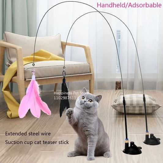 Interactive Cat Teaser Stick with Bell & Feather Head - PETLUXE