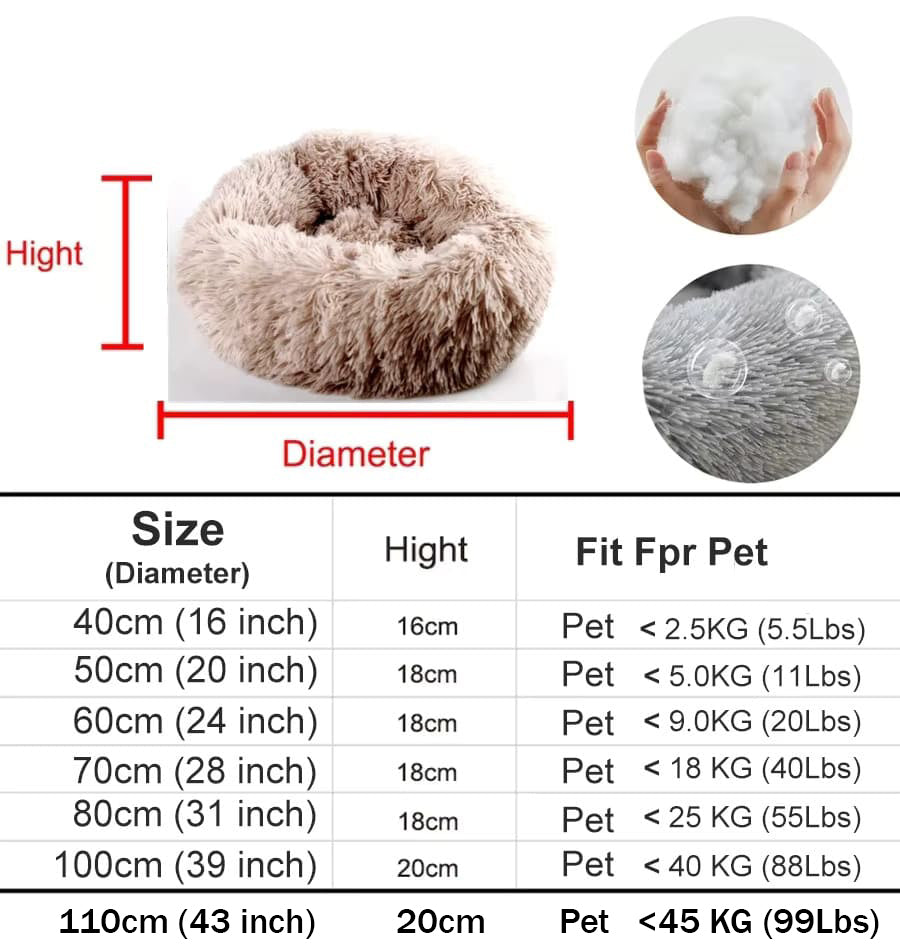 Round Plush Donut Pet Bed - Washable & Cozy for All Pets - PETLUXE