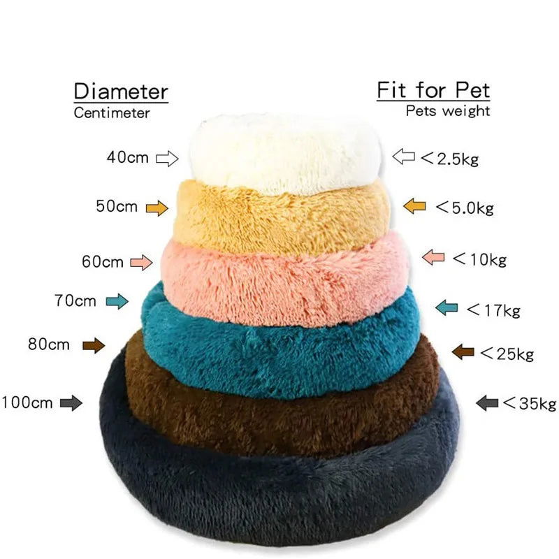 Round Plush Donut Pet Bed - Washable & Cozy for All Pets - PETLUXE