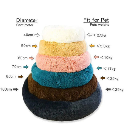 Round Plush Donut Pet Bed - Washable & Cozy for All Pets - PETLUXE