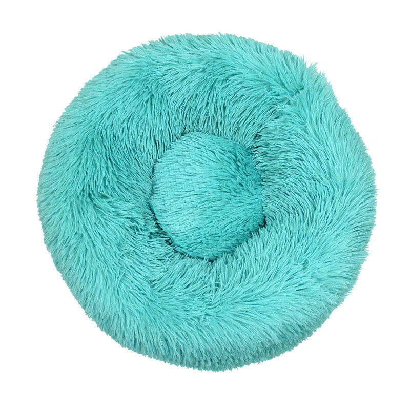 Round Plush Donut Pet Bed - Washable & Cozy for All Pets - PETLUXE