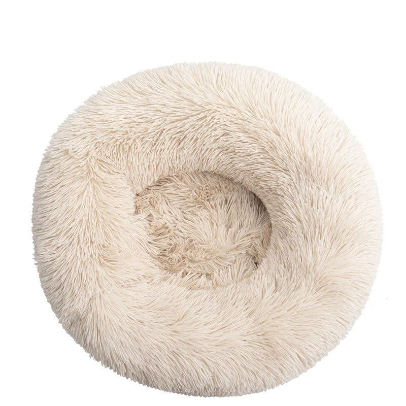 Round Plush Donut Pet Bed - Washable & Cozy for All Pets - PETLUXE