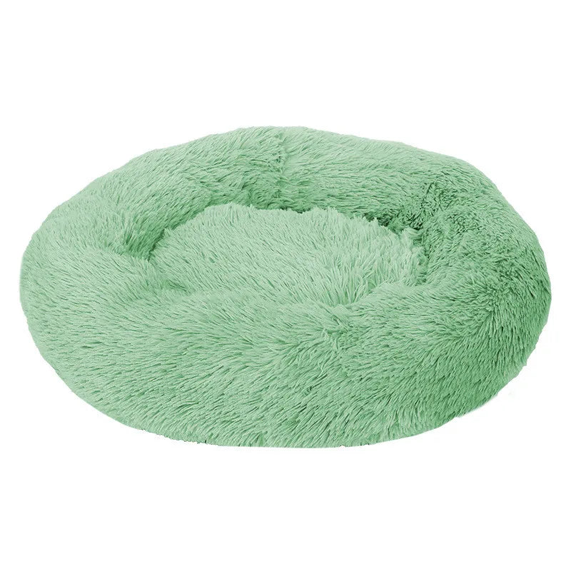 Round Plush Donut Pet Bed - Washable & Cozy for All Pets - PETLUXE