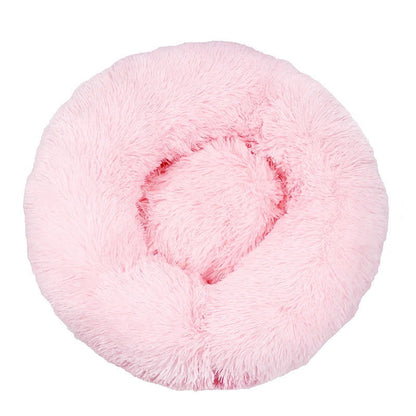Round Plush Donut Pet Bed - Washable & Cozy for All Pets - PETLUXE