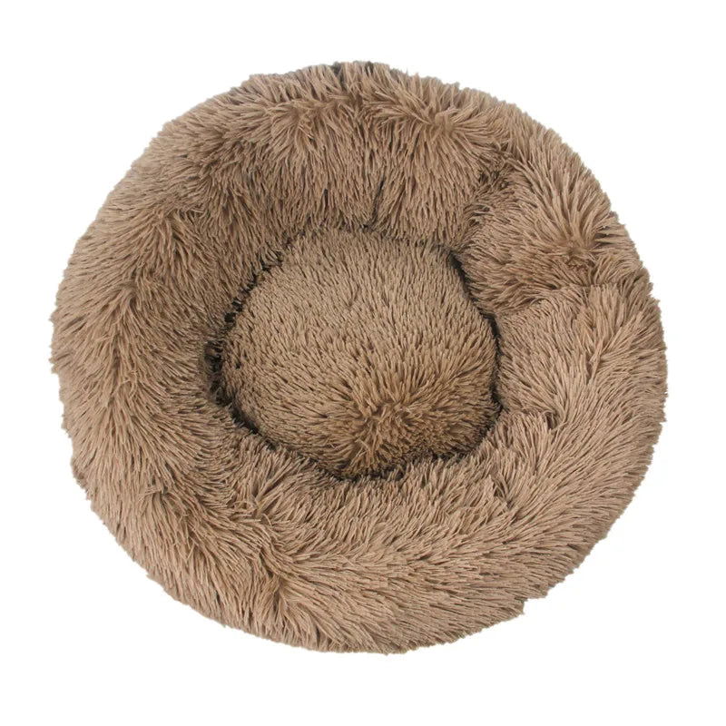 Round Plush Donut Pet Bed - Washable & Cozy for All Pets - PETLUXE
