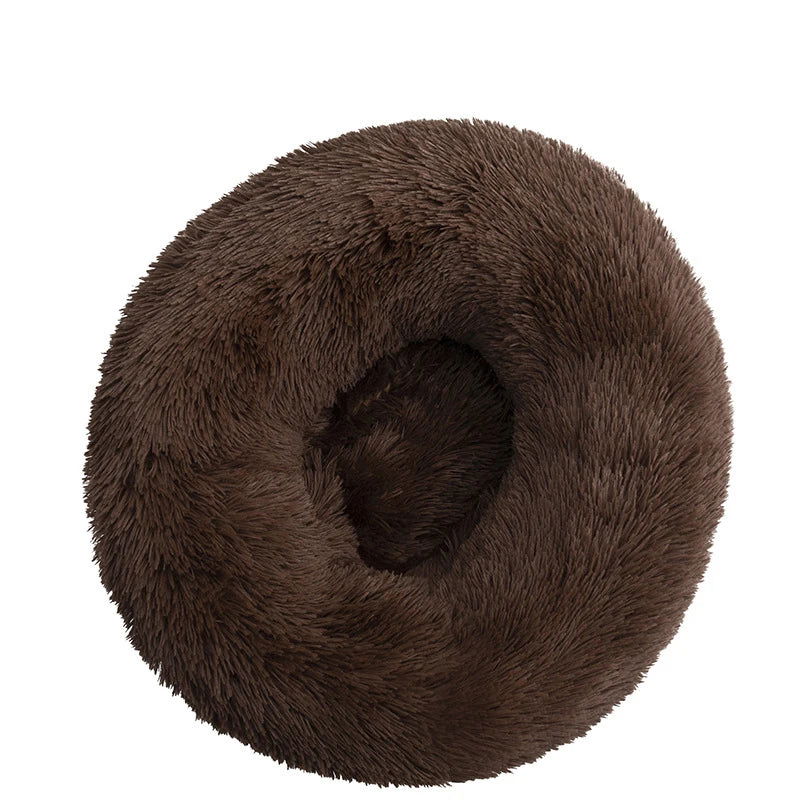Round Plush Donut Pet Bed - Washable & Cozy for All Pets - PETLUXE