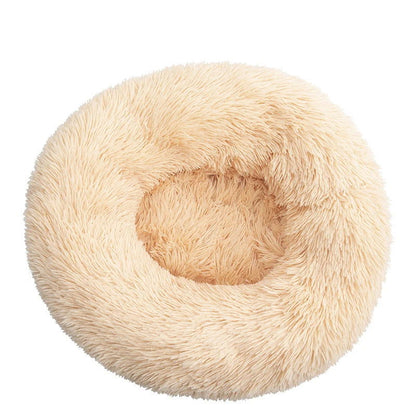 Round Plush Donut Pet Bed - Washable & Cozy for All Pets - PETLUXE