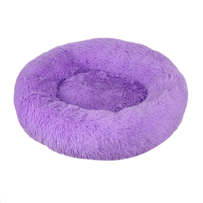 Round Plush Donut Pet Bed - Washable & Cozy for All Pets - PETLUXE