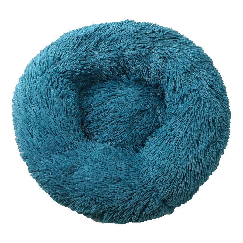 Round Plush Donut Pet Bed - Washable & Cozy for All Pets - PETLUXE