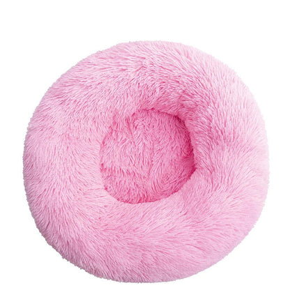 Round Plush Donut Pet Bed - Washable & Cozy for All Pets - PETLUXE
