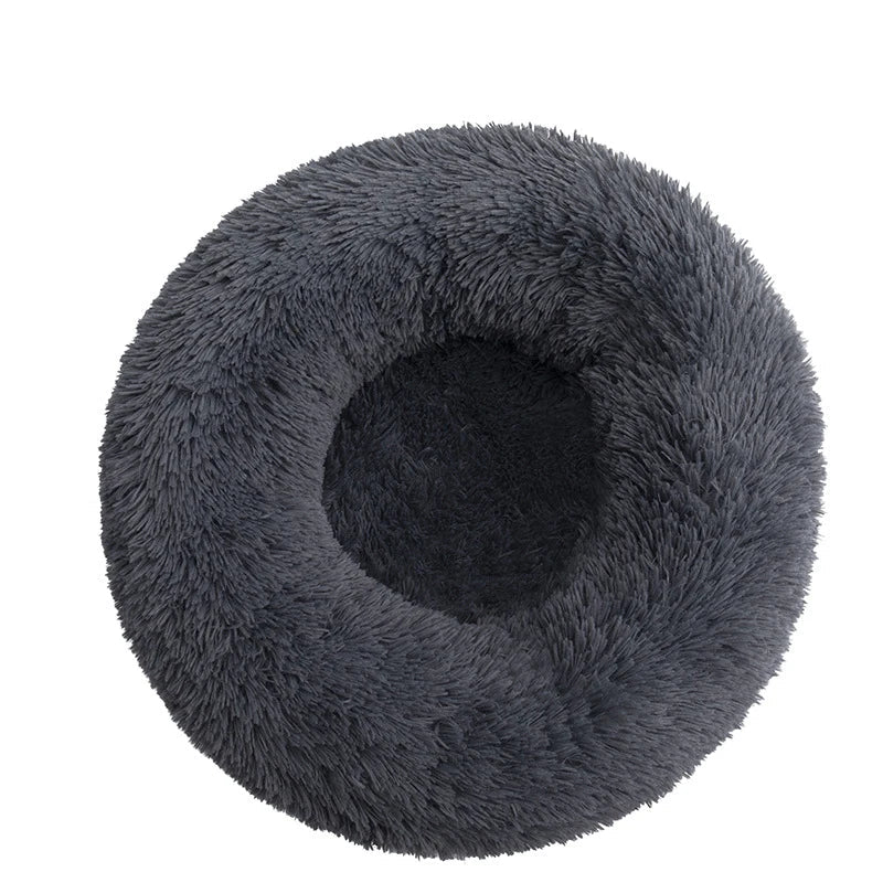 Round Plush Donut Pet Bed - Washable & Cozy for All Pets - PETLUXE
