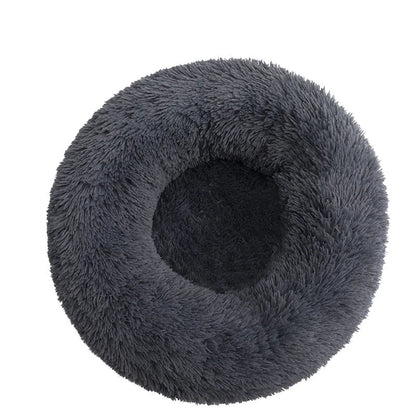 Round Plush Donut Pet Bed - Washable & Cozy for All Pets - PETLUXE