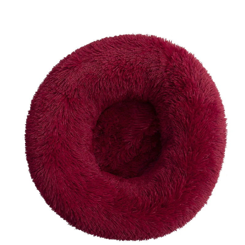 Round Plush Donut Pet Bed - Washable & Cozy for All Pets - PETLUXE