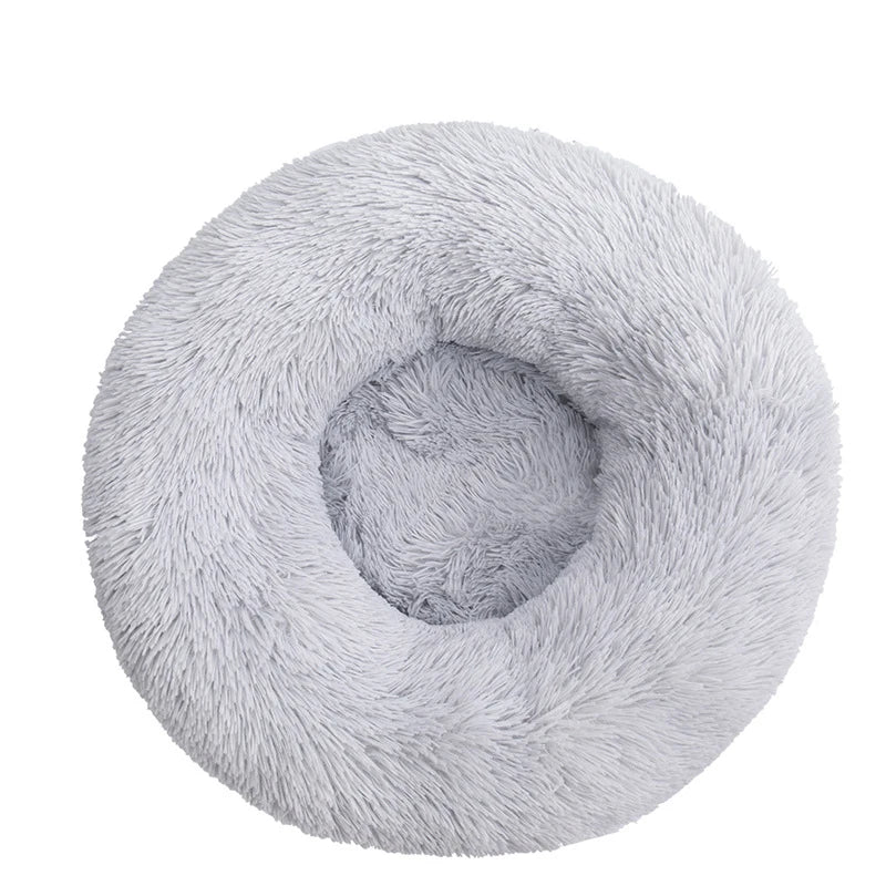 Round Plush Donut Pet Bed - Washable & Cozy for All Pets - PETLUXE