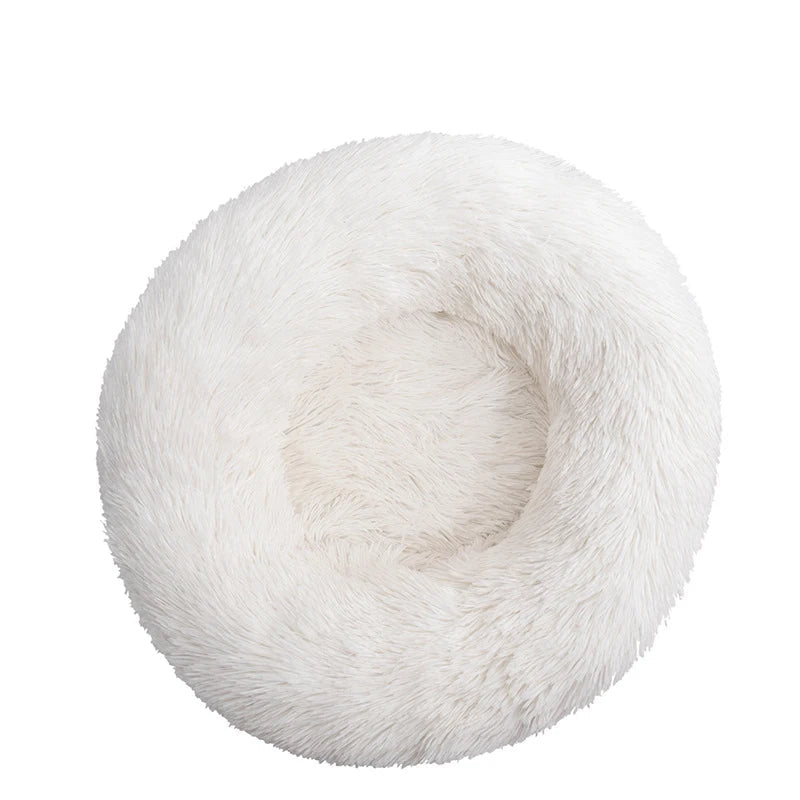 Round Plush Donut Pet Bed - Washable & Cozy for All Pets - PETLUXE