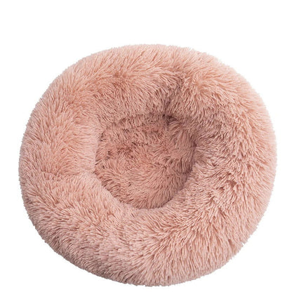 Round Plush Donut Pet Bed - Washable & Cozy for All Pets - PETLUXE