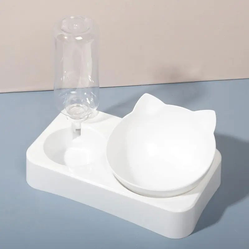 Tilted Pet Food Bowl with Automatic Water Feeder for Health & Comfort - PETLUXE