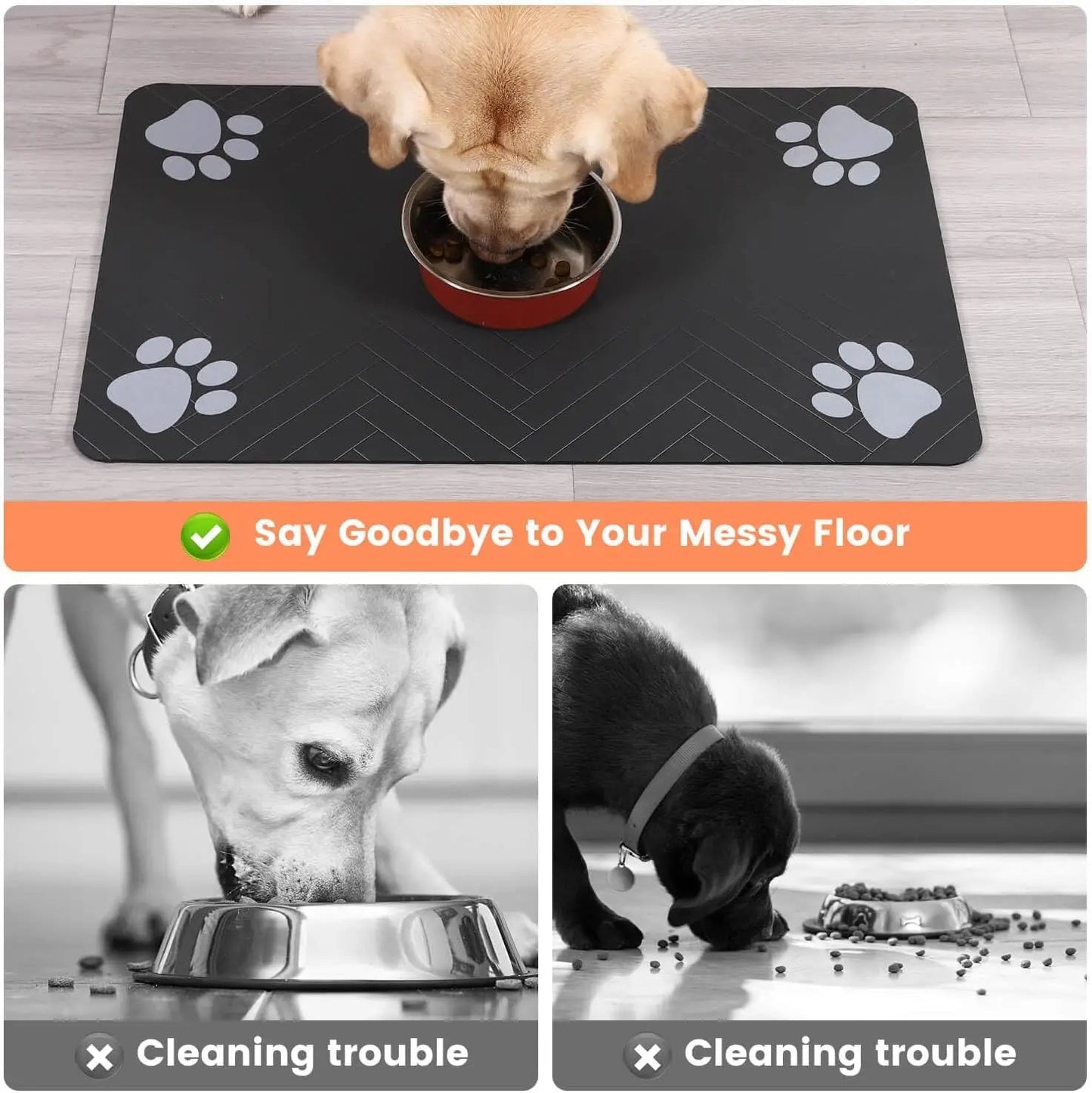 Waterproof Absorbent Pet Feeding Mat for Food & Water Bowls - PETLUXE