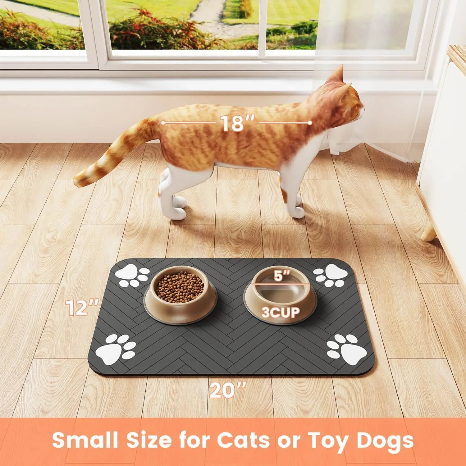 Waterproof Absorbent Pet Feeding Mat for Food & Water Bowls - PETLUXE